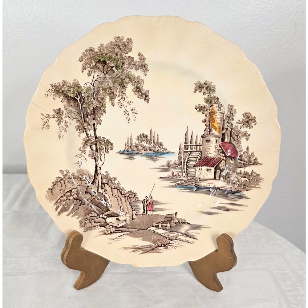 Vintage Johnson Bros 10" Deep Plate Staining & Crazing Surface Cracks Small Chip